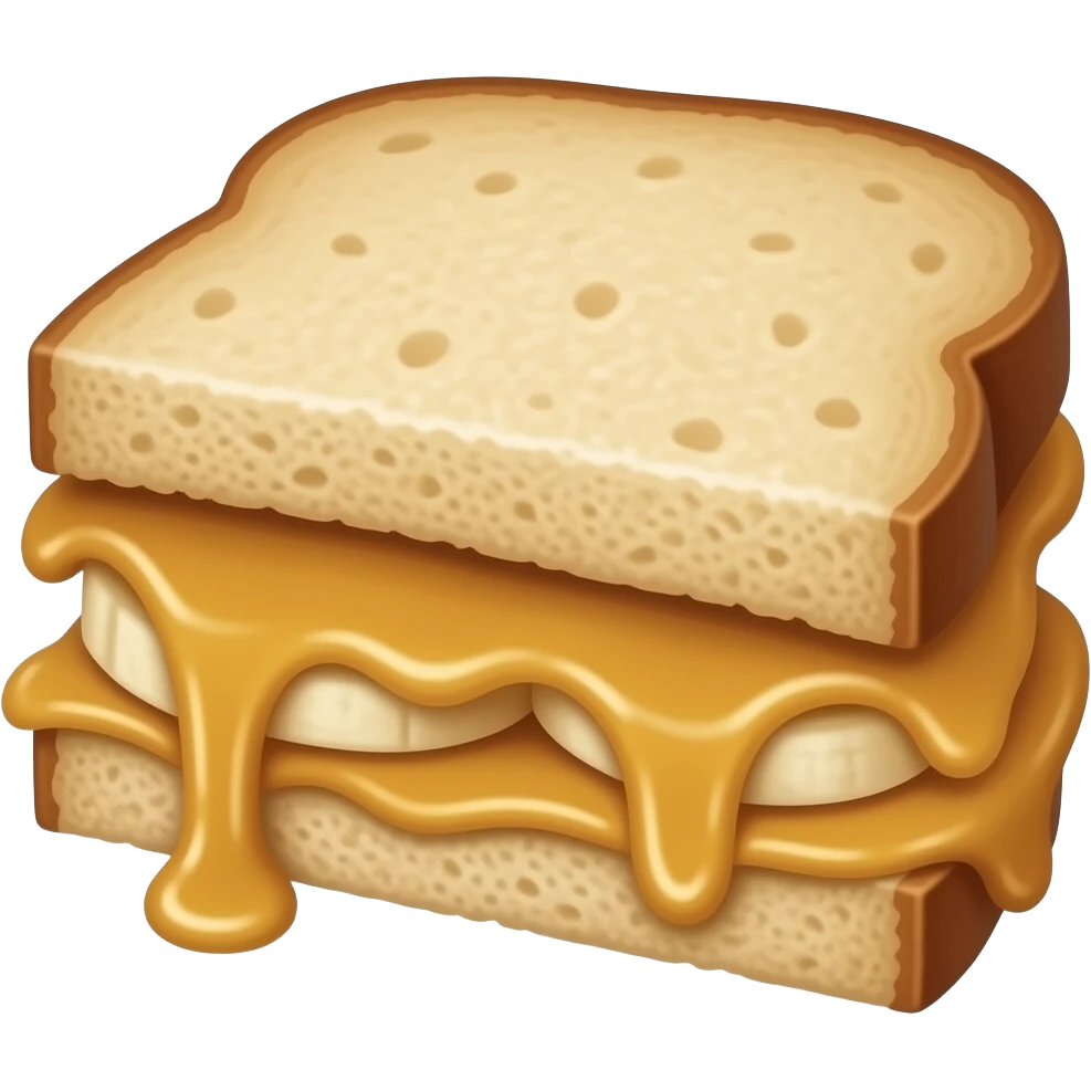 Peanut butter and banana honey sandwich sliced in half emoji