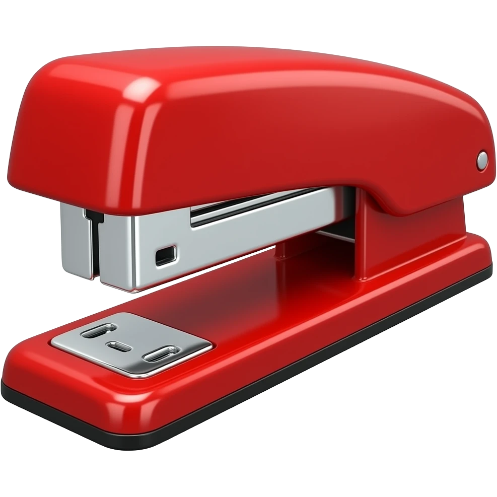 swingline shiny red stapler without stem coming off the stapler wide regular size longer longer and bright red emoji