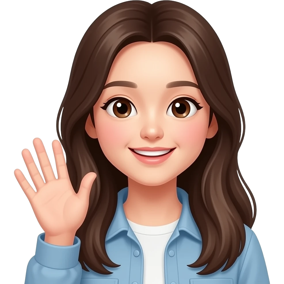 A Korean girl say hi emoji