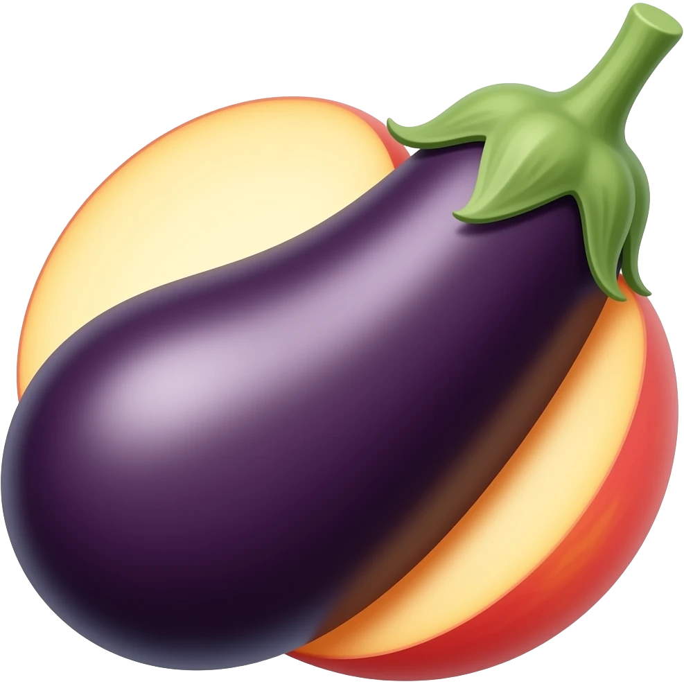 Put the eggplant going into the middle of the peach emoji