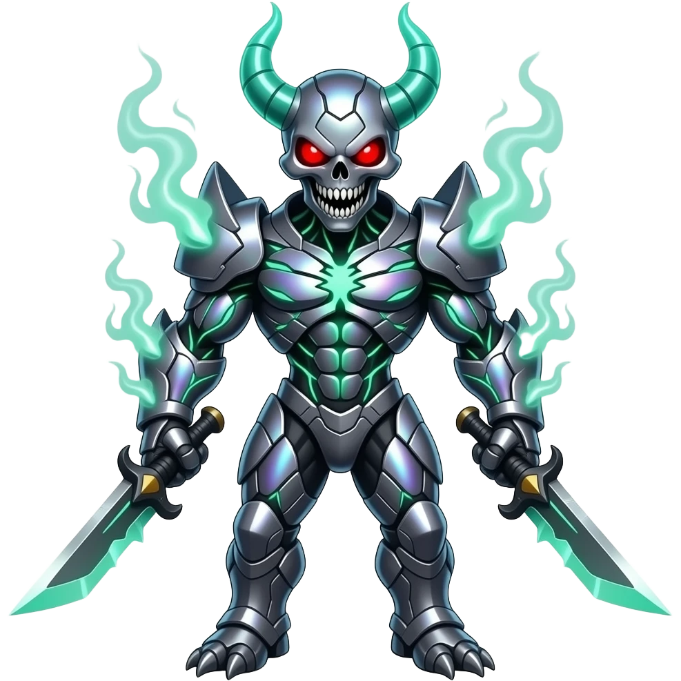 Shiny Horned Futuristic Badass Demonic Spectral Dusky Spooky Skull-faced Cool Hot Stylish Handsome Alien-Salandit-Venom-Darkrai-Genesect-Fakémon-fusion (full body) emoji