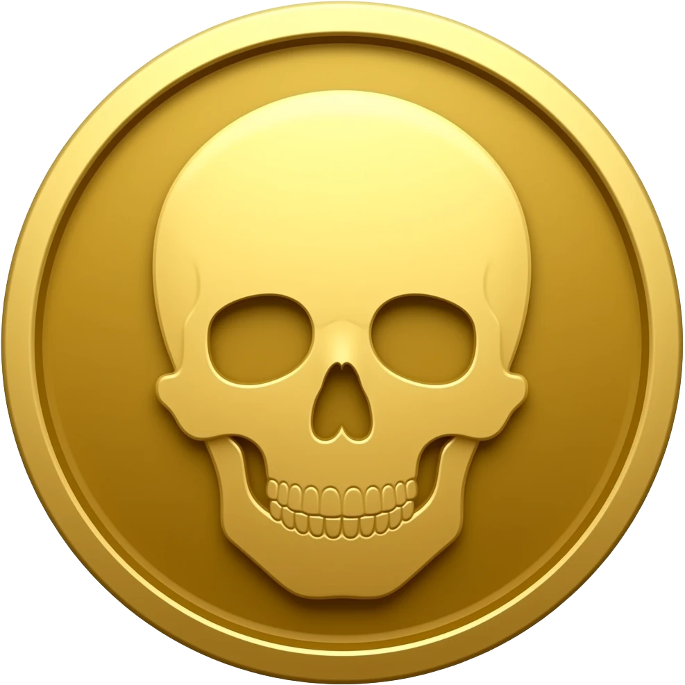 Bitcoin with a skull on it emoji