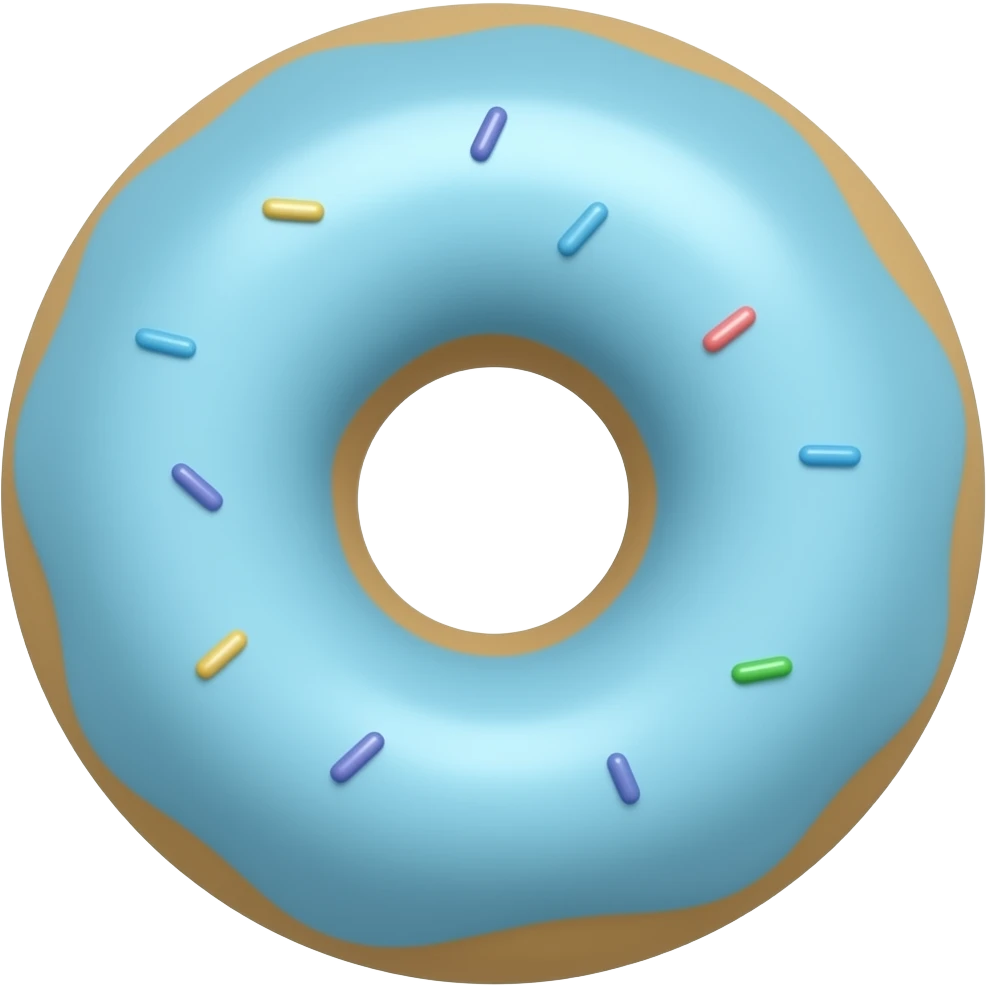 light blue donut with a few sprinkles. top view emoji