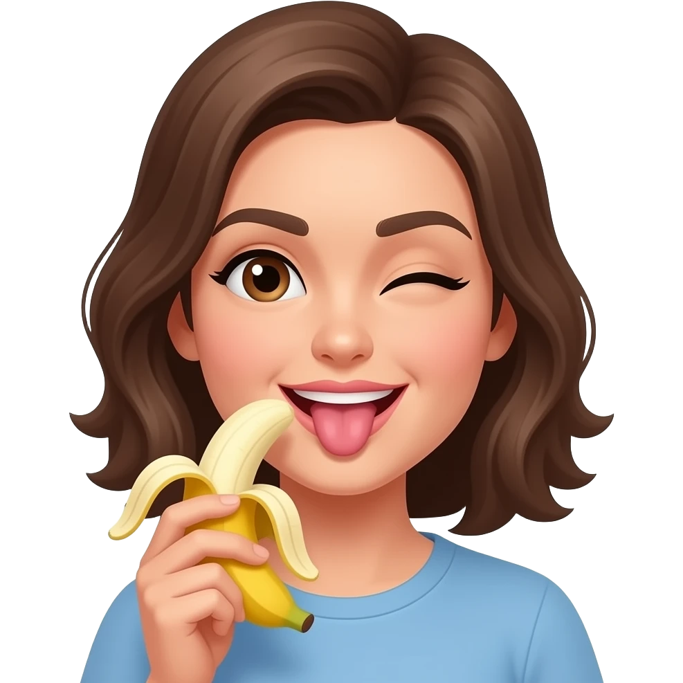 Sexi lengua mujer con una ceja levantada saboreando una banana emoji