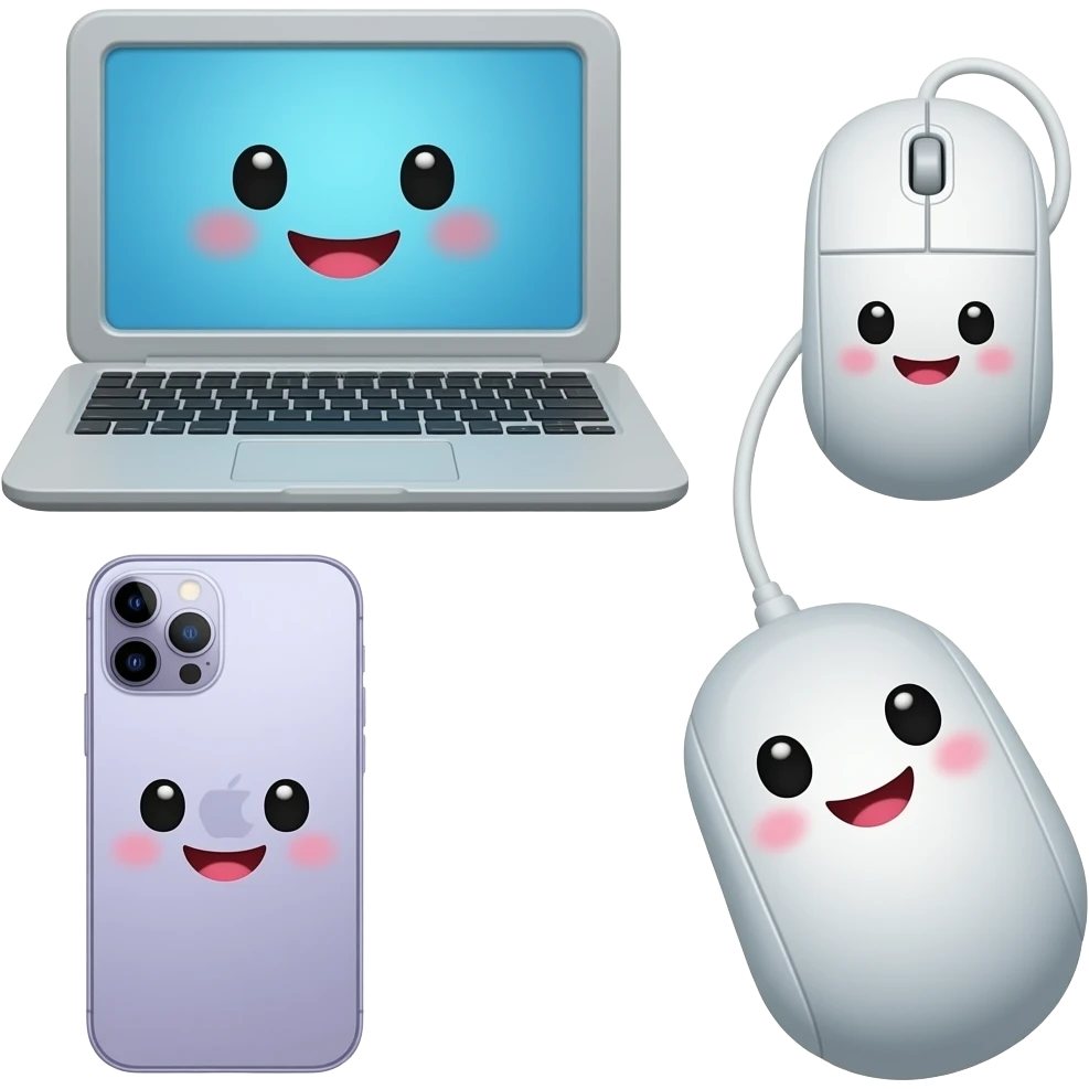 Laptop face cute laptop mouse face cute iPhone face cute emoji