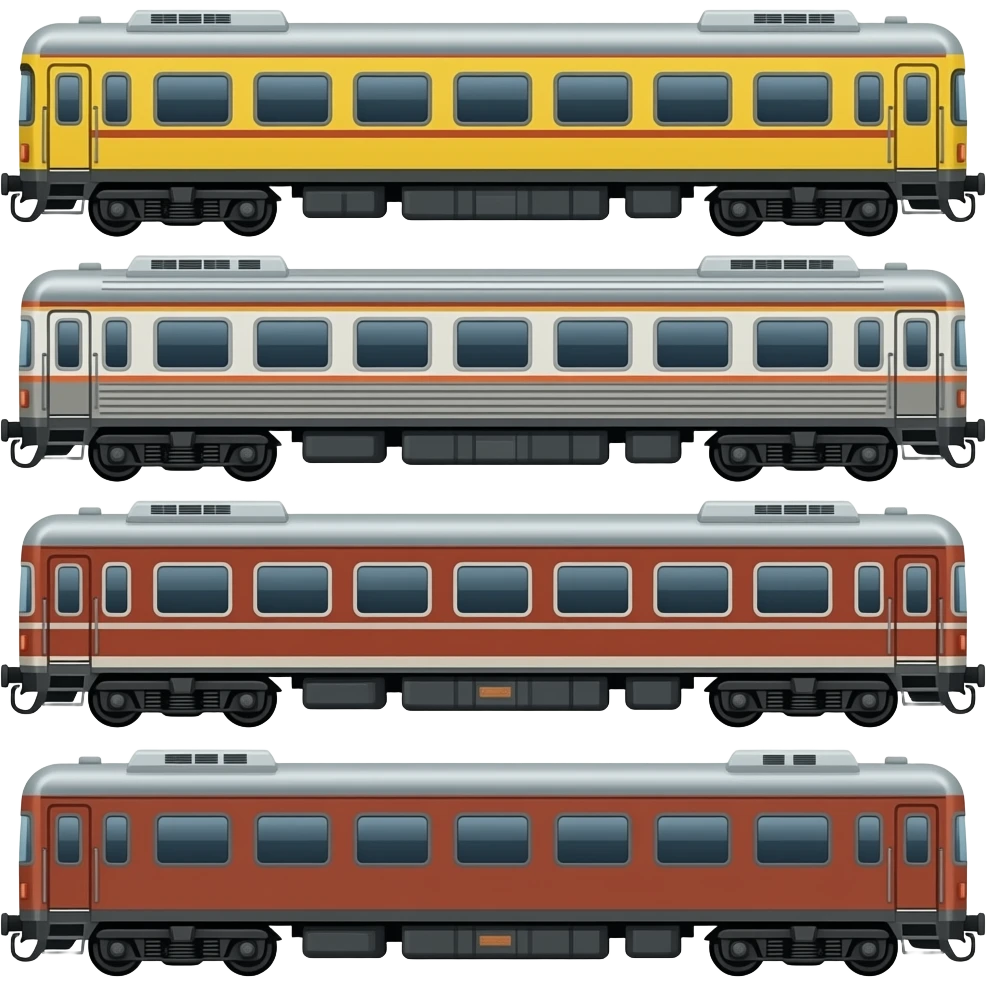 4 passenger train wagons in the side emoji