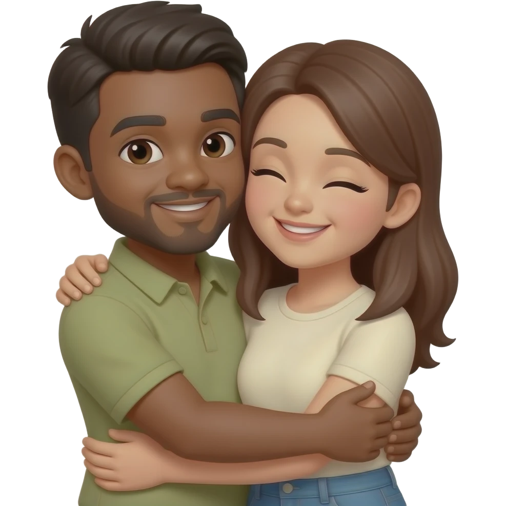یه ایموجی میخوام که دو نفر همو بغل کردن، یکی رنگش قهوه ای و یکی کرمی رنگ emoji