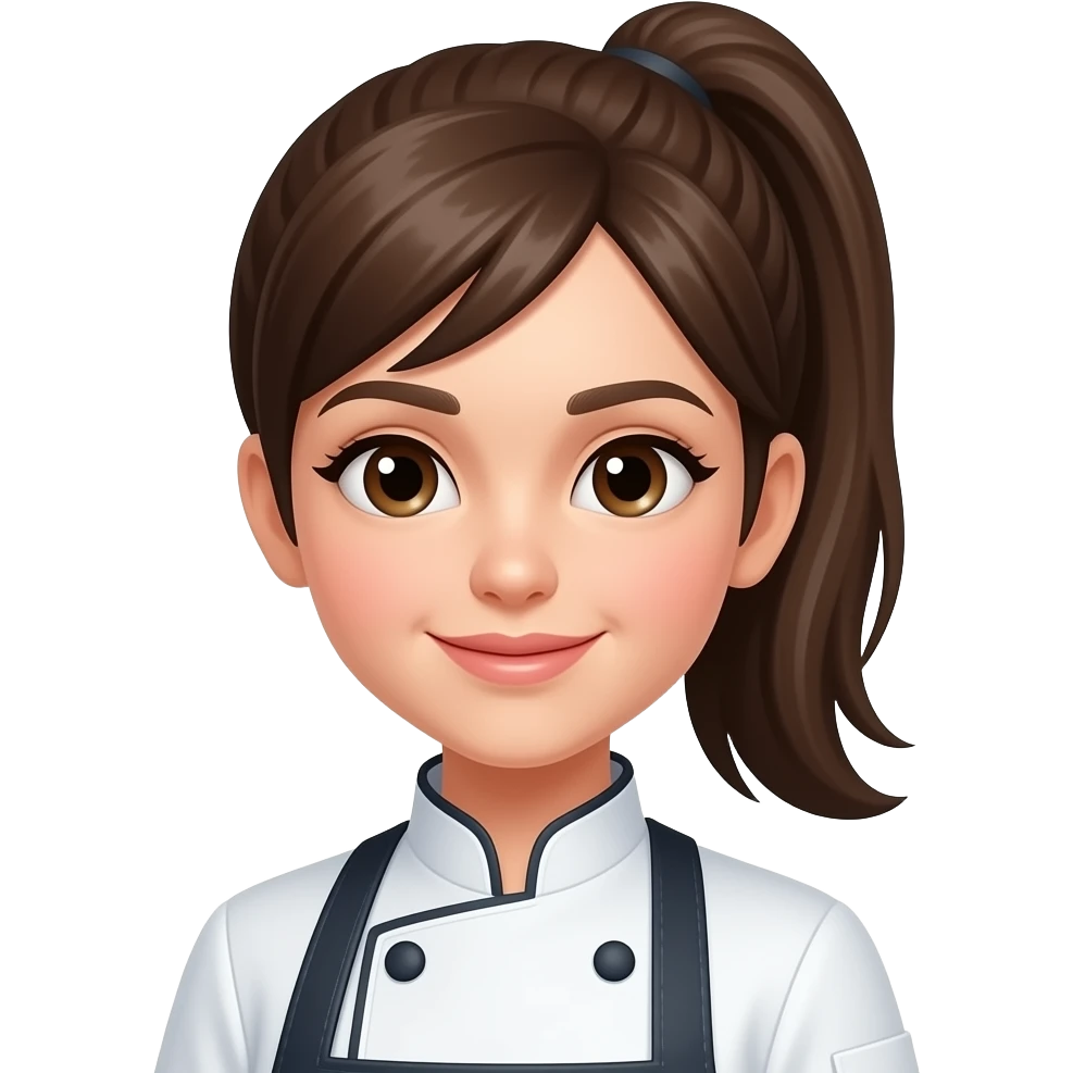 hair tied back chef girl emoji