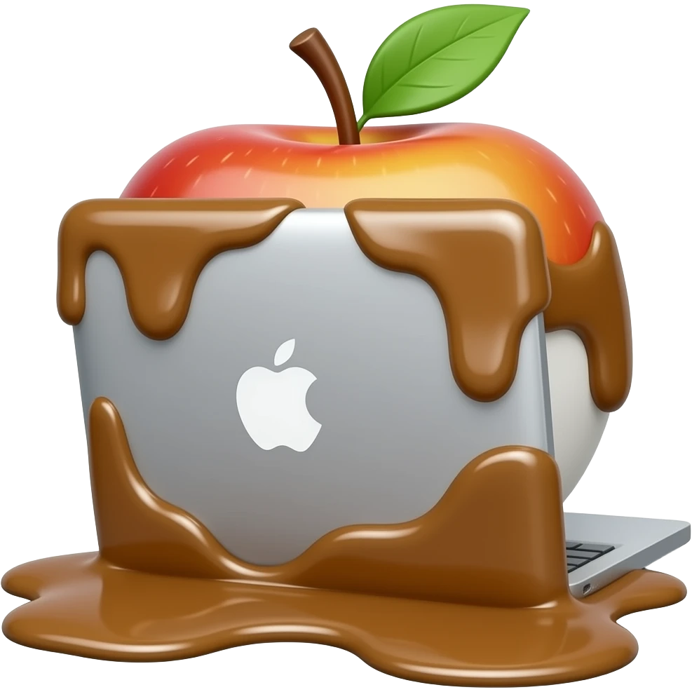 apple macbook covered in poop emoji