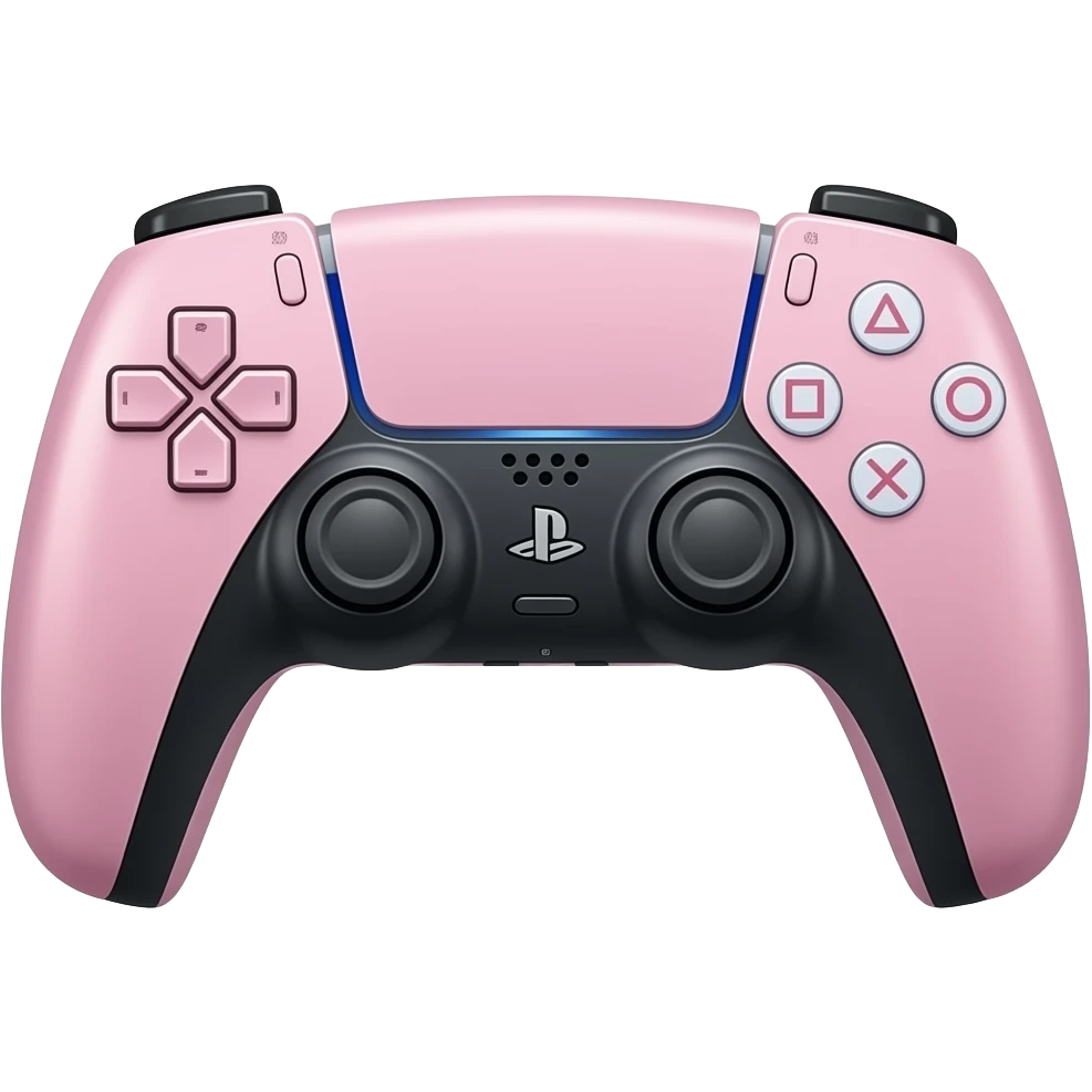 blush pink ps5 controller with pink buttons emoji