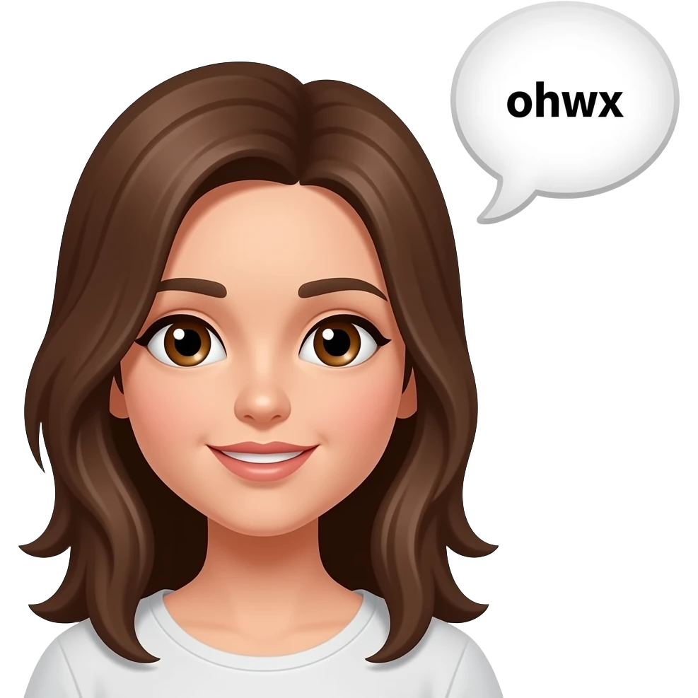 Can you make a light brown girl with brand hair and eyes to have a speech bubble emoji