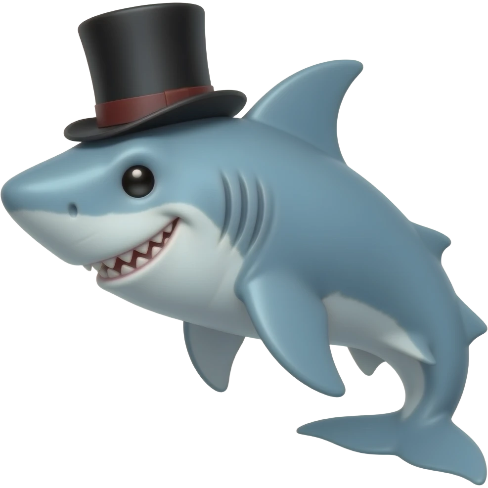 Shark with a top hat emoji