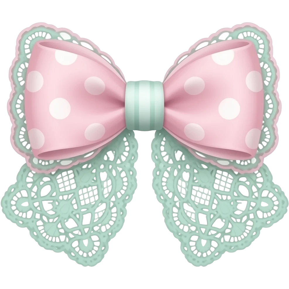 light pink & light green on bow lace coquette bow emoji