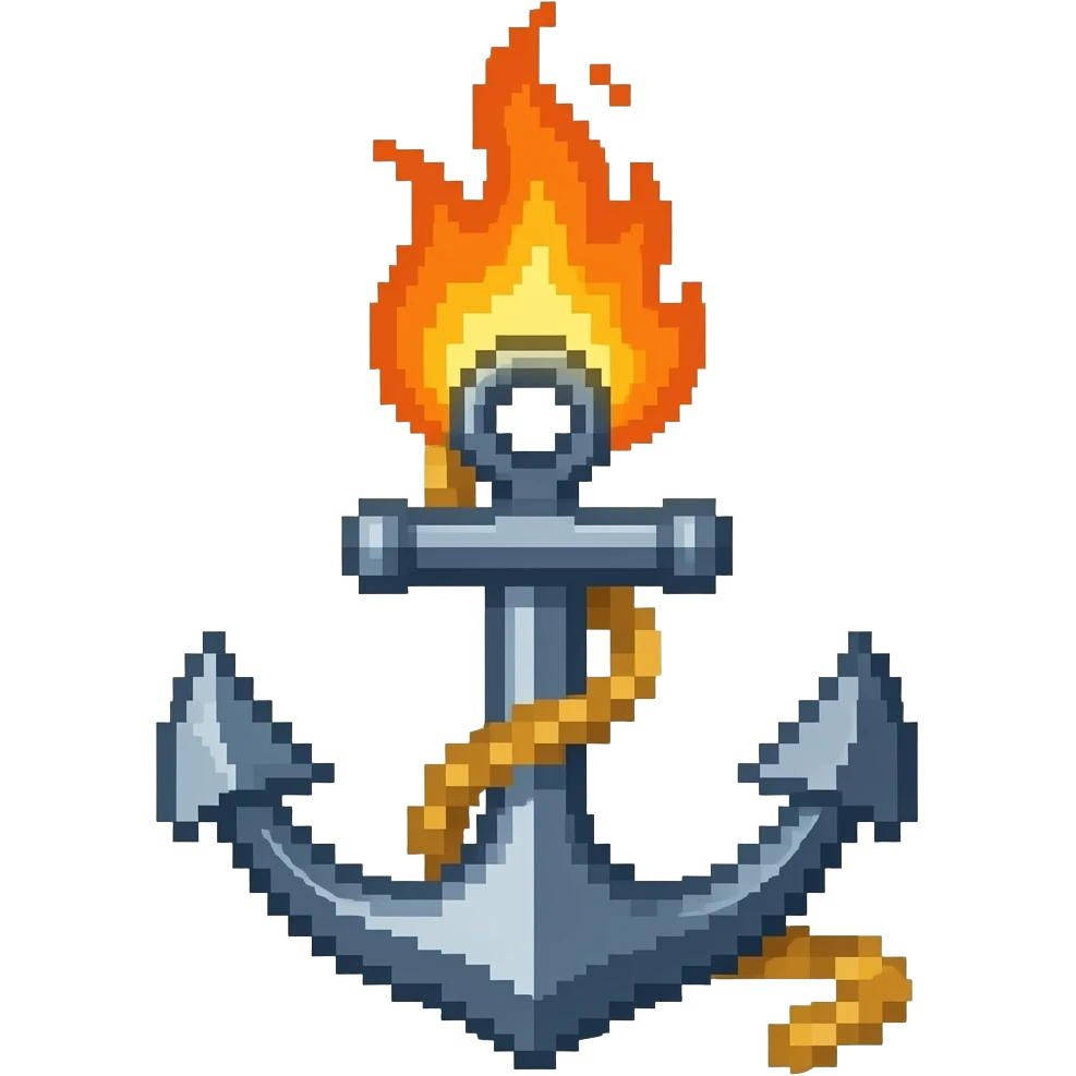 generate me a pixelated anchor on fire the file size can not be over 256kb emoji