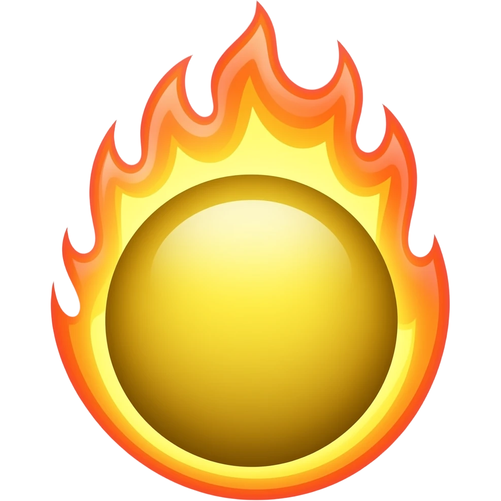 Yellow circle head emoji in fire emoji