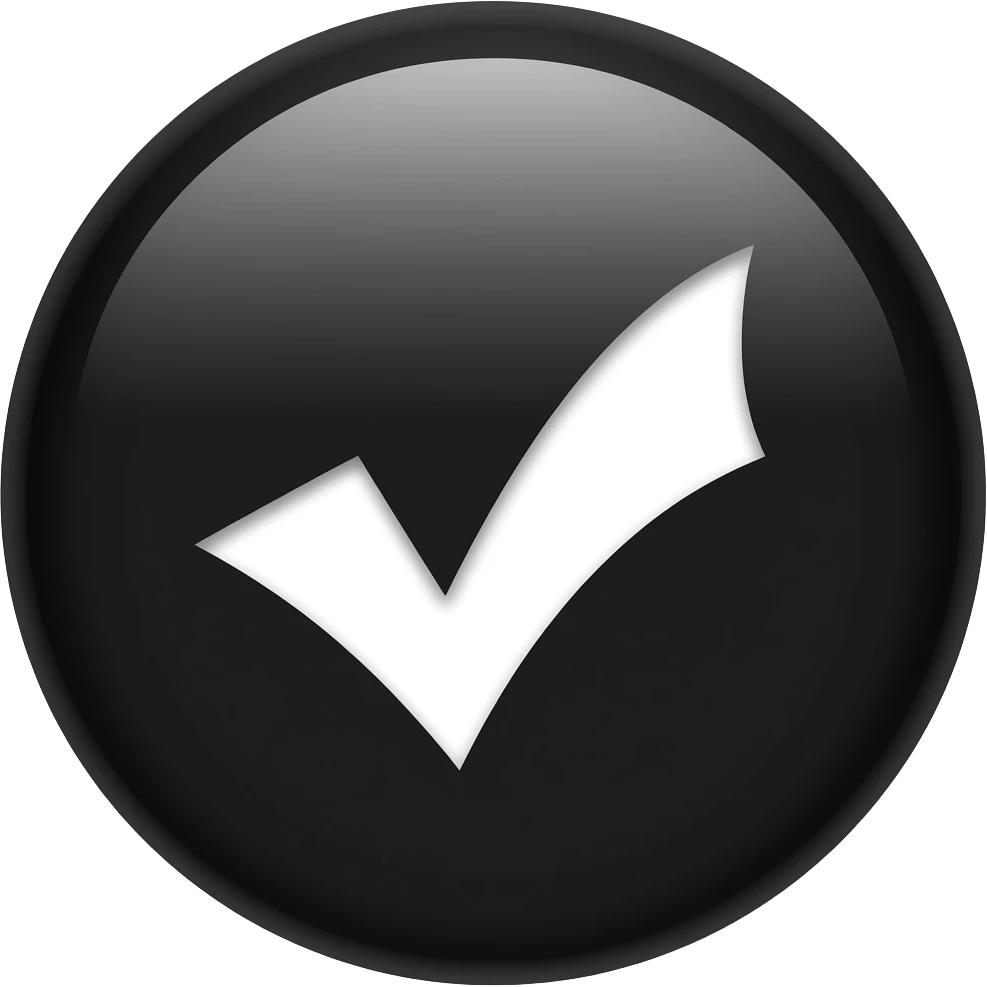 A black circle with check in middle emoji