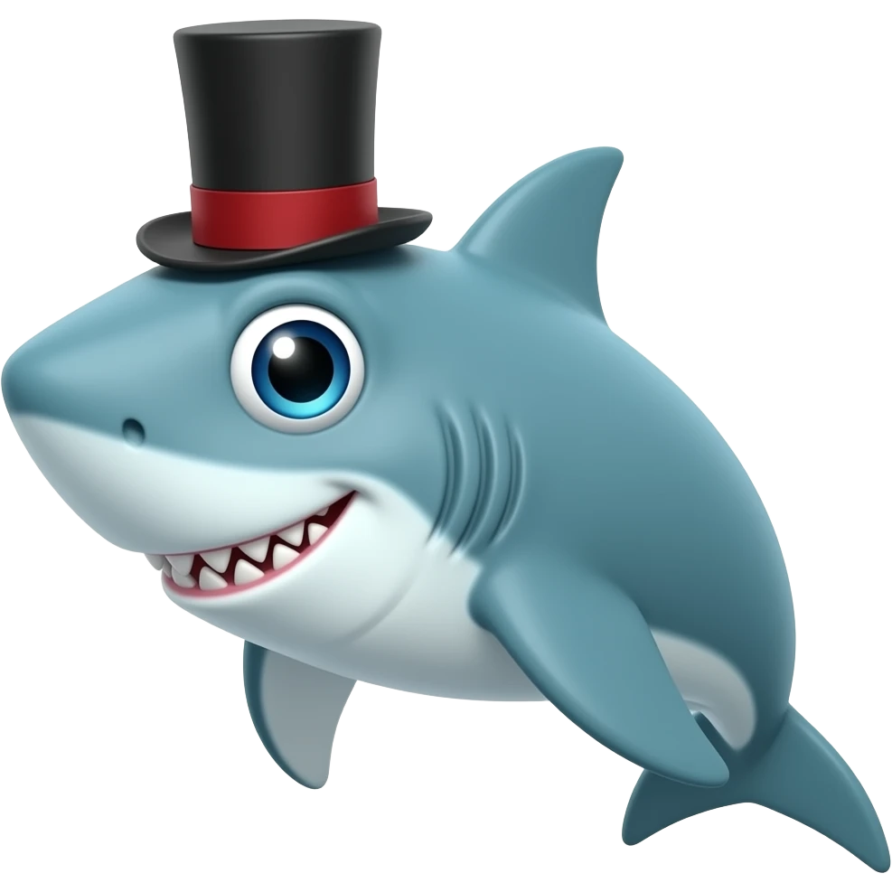 Shark with a top hat emoji