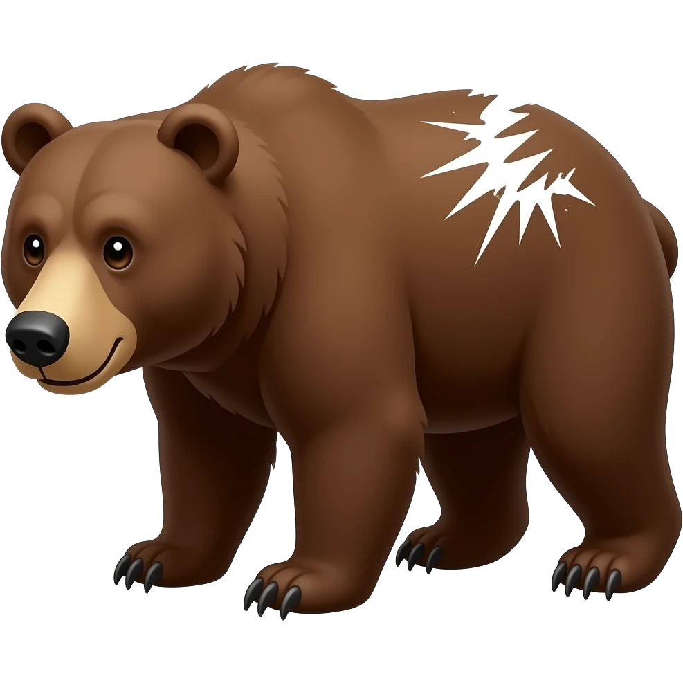 bear ripping with claws marks from top right to bottom left - NO BACKGROUND emoji