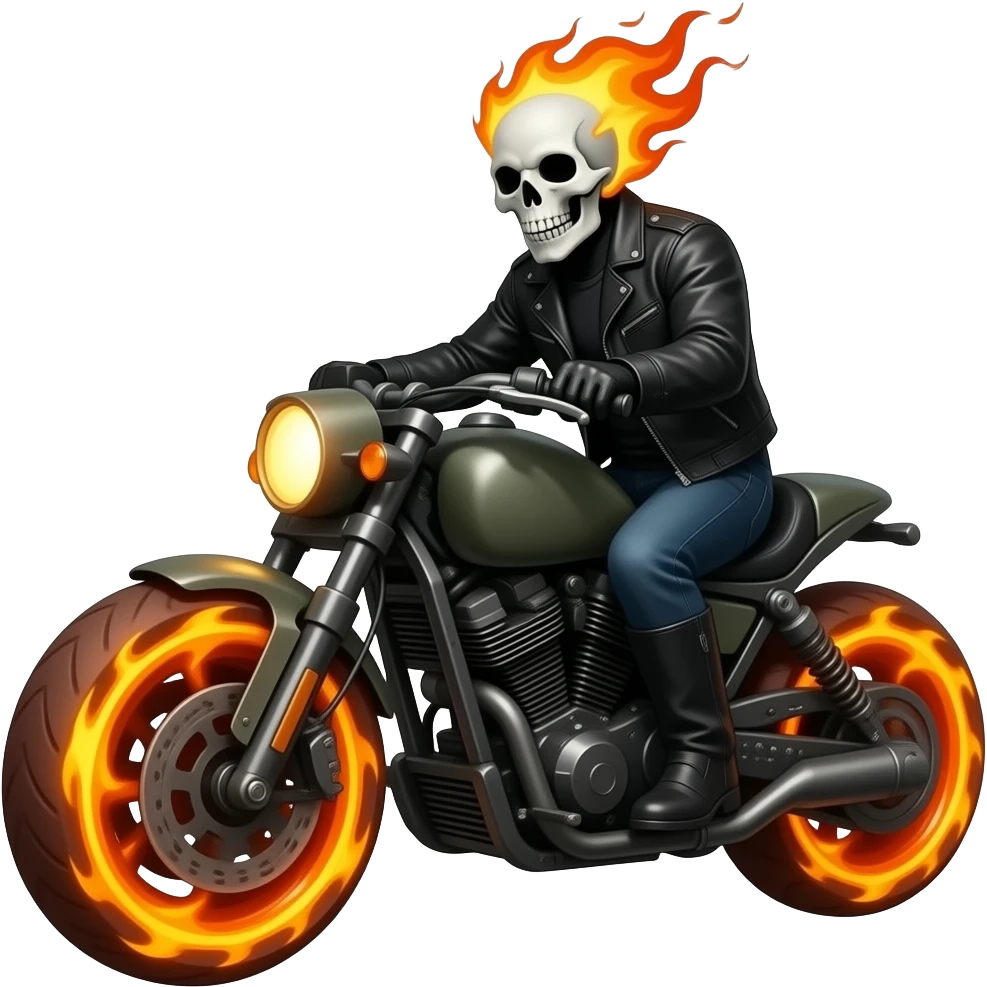 The marvel character Ghost Rider on a war robots frontiers robot as the pilot emoji