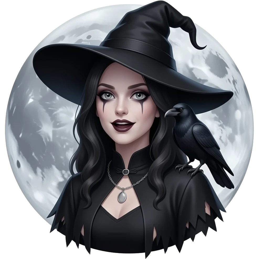Cackling gothic witch emoji