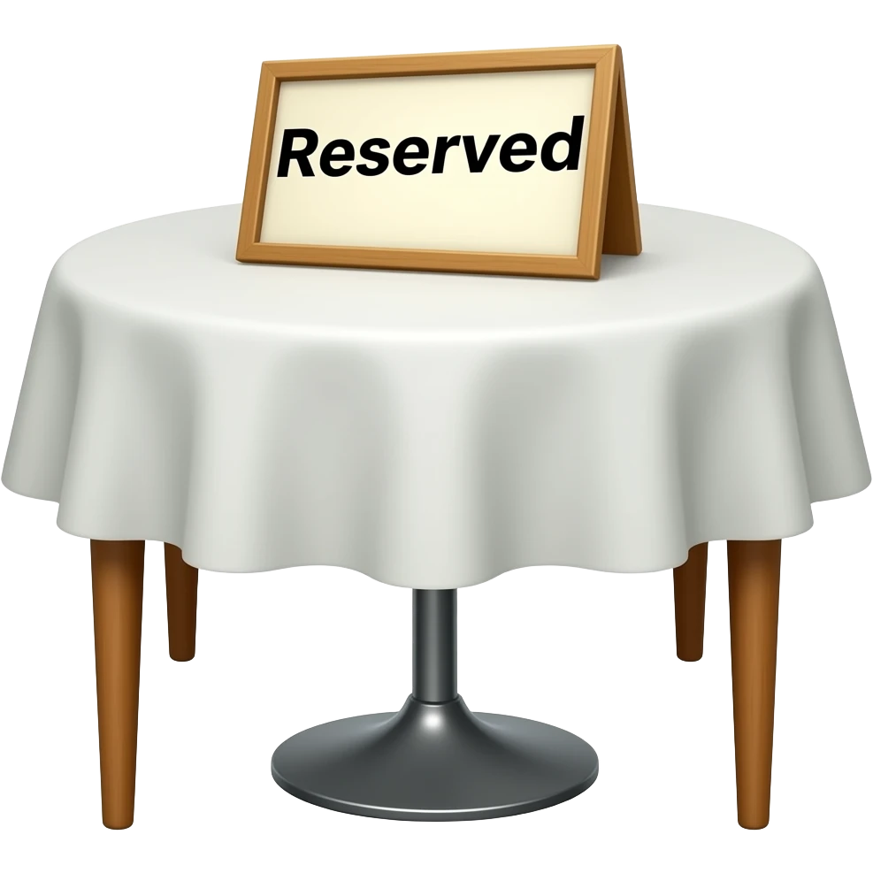 restaurant reserved sign on a table emoji