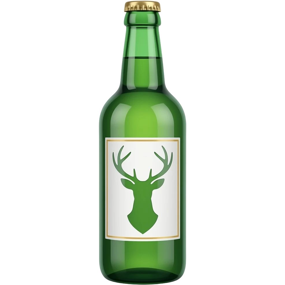 Emoji estilo iPhone de una botella de Jagger de color verde botella y con un ciervo en el logotipo emoji