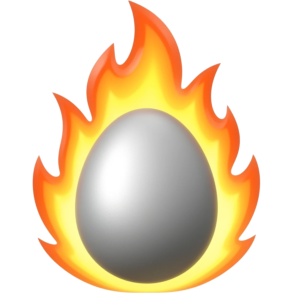 Silver Egg On fire emoji
