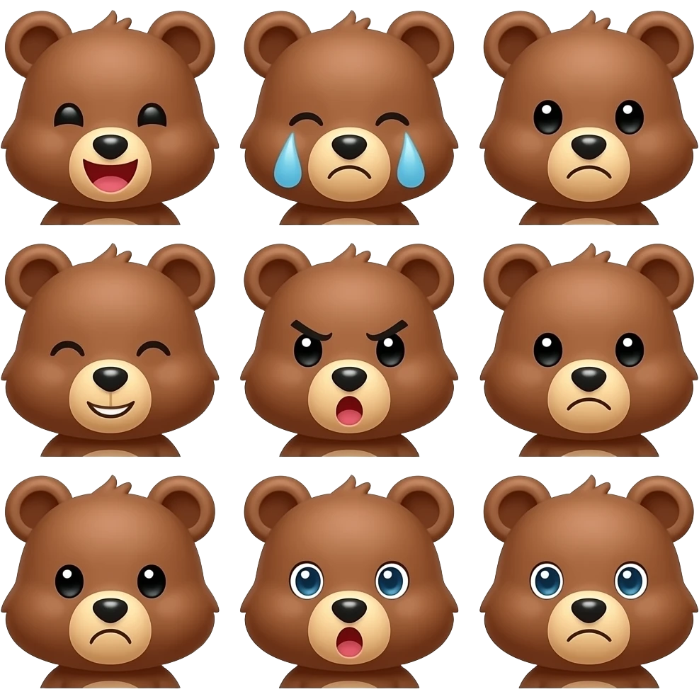 หมีสีน้ำตาลน่ารัก หลายอารมณ์ emoji