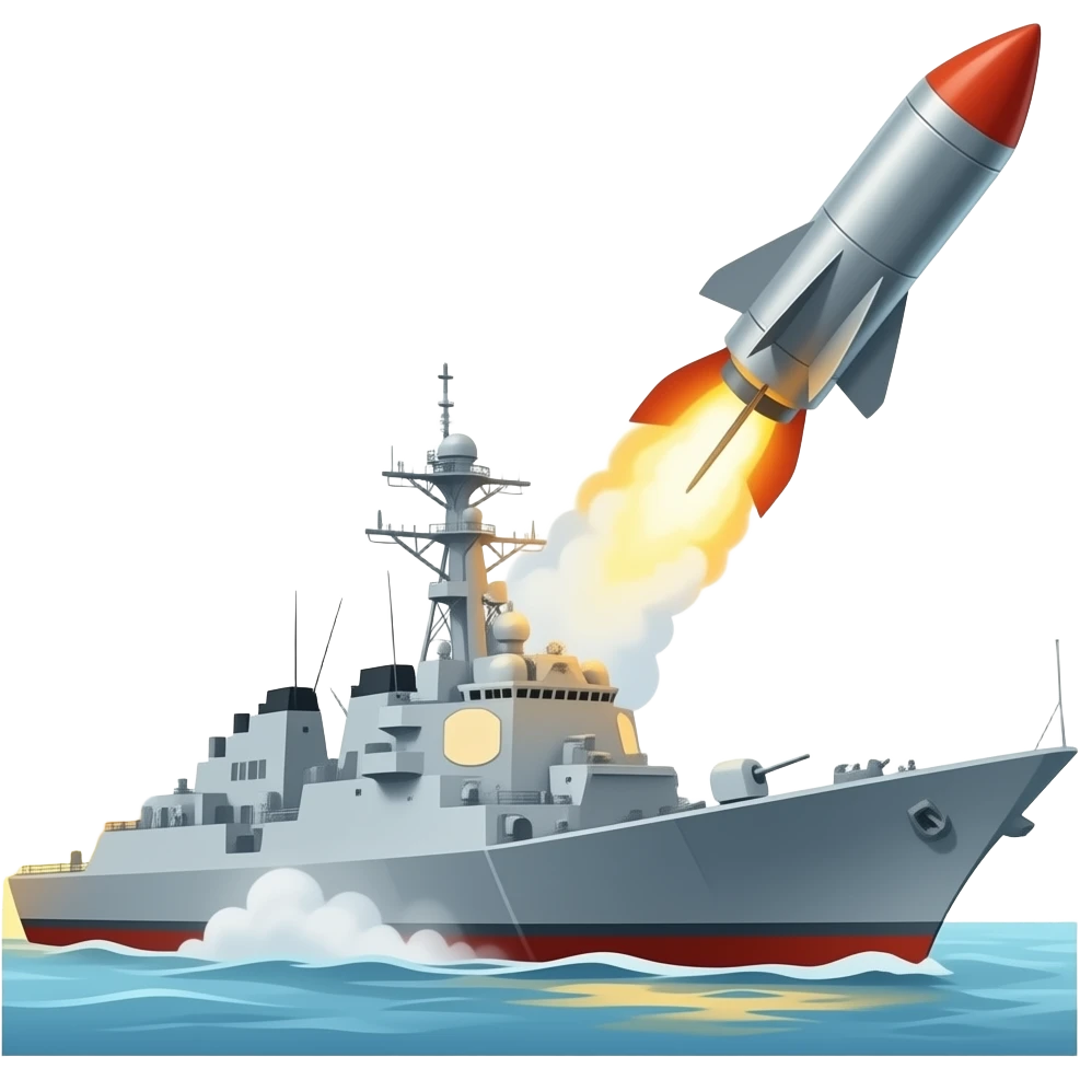 A warship launching a missile emoji