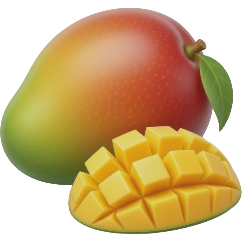 ripe whole and sliced Mango emoji
