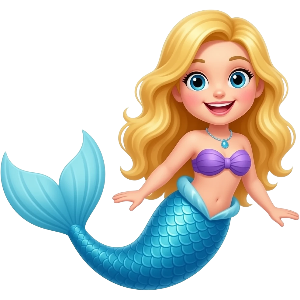very happy blonde mermaid with blue tail emoji