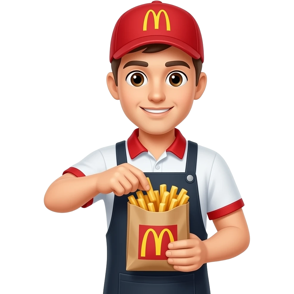 fast food worker putting fries in the bag emojis emoji