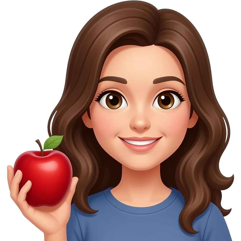 elinde kırmızı elma olan kadın emoji