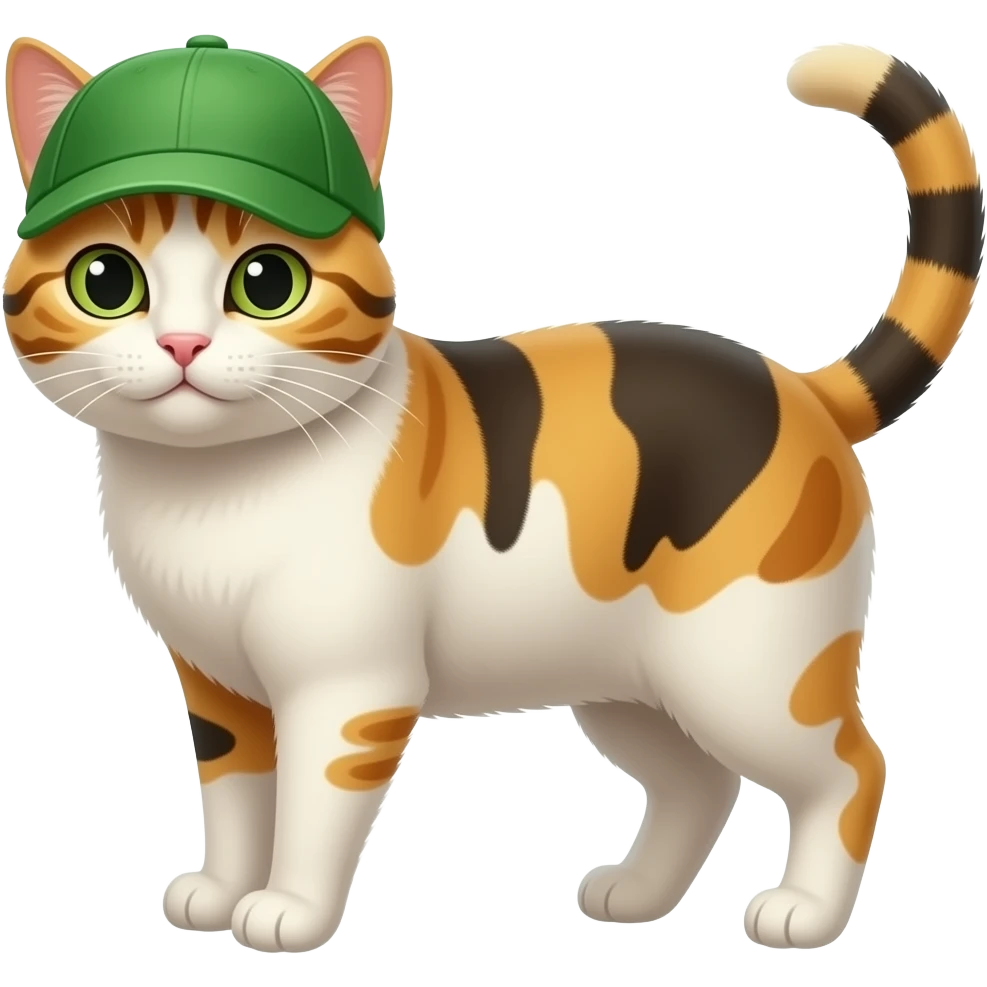 Calico Cat wearing green cap emoji