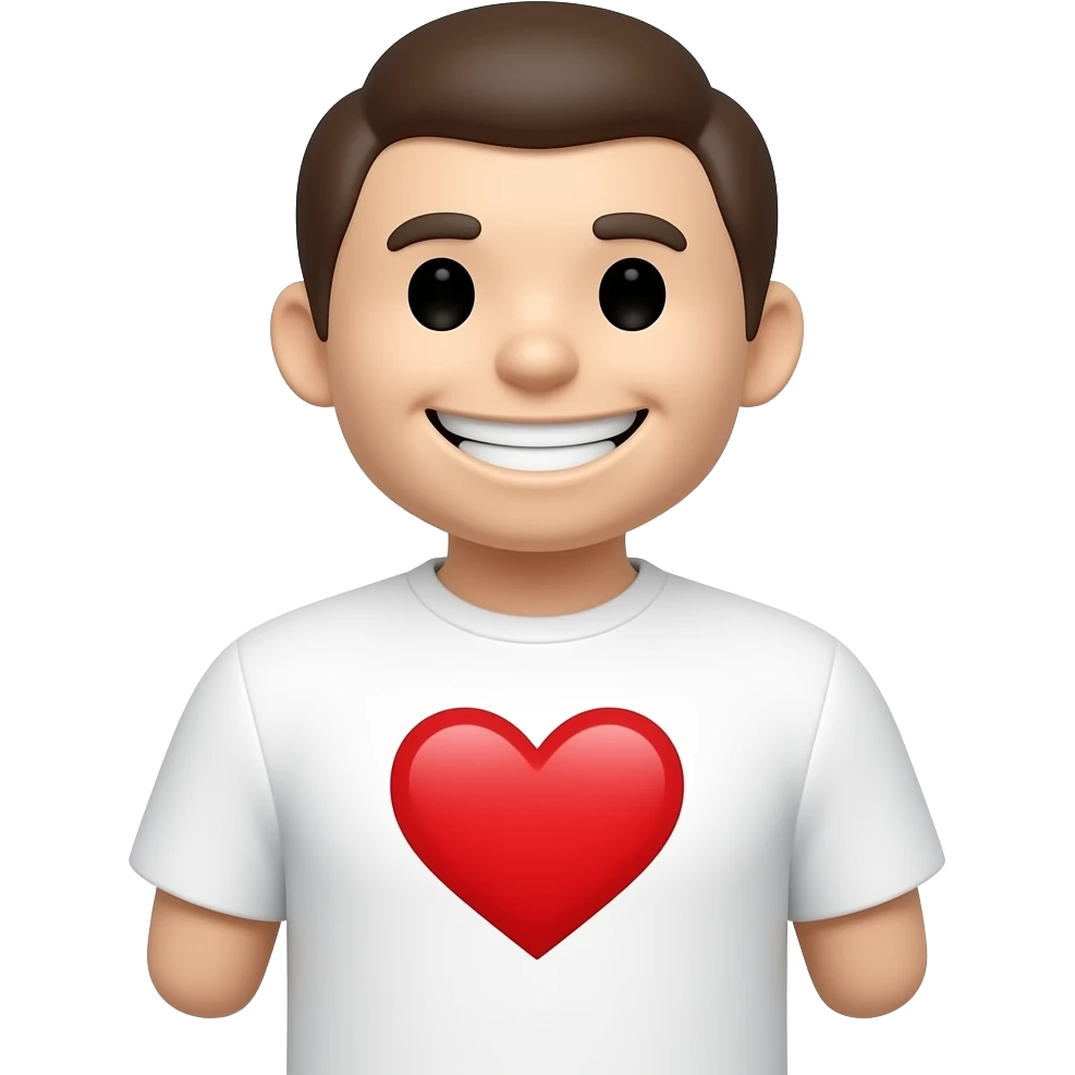 stick figure with smiley face and a heart on their shirt emoji