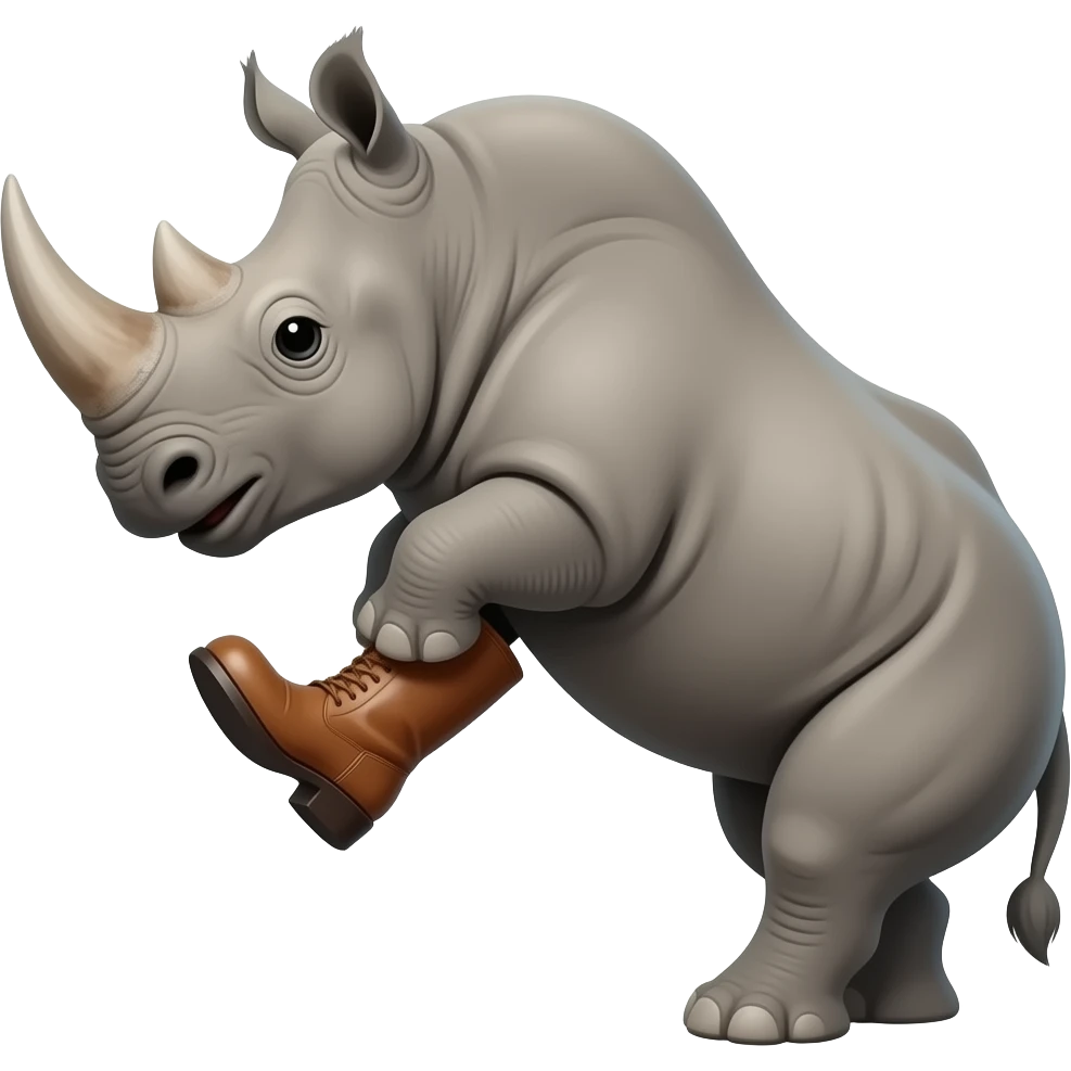 Big boot kicking rhino emoji