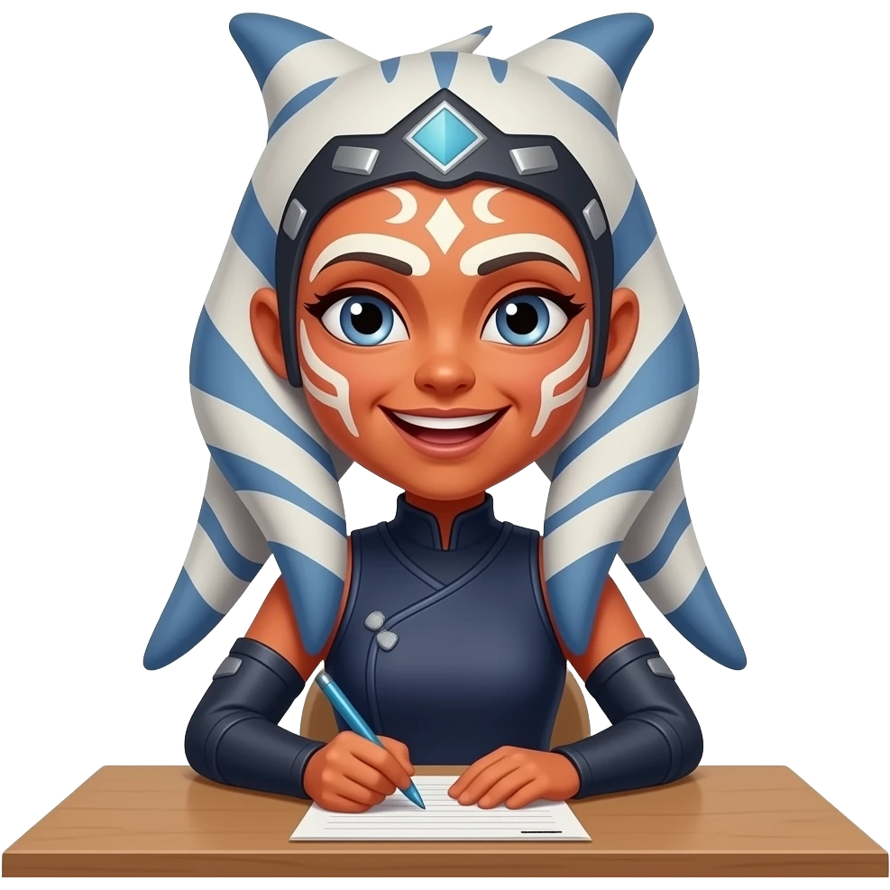 ahsoka tabo excited taking a final exam test emoji