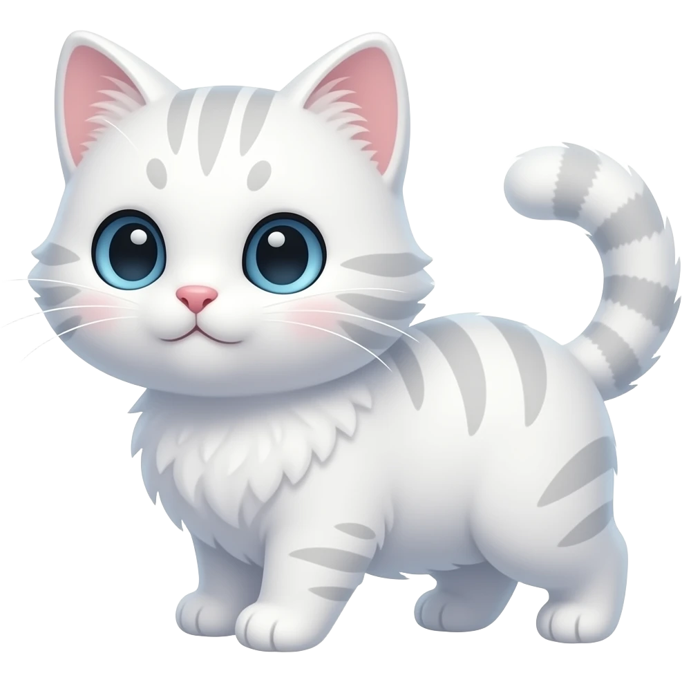 Cute Cat chibi snow white , 0.3 white outline emoji
