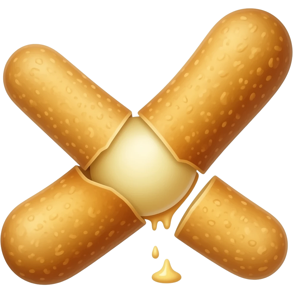 Mozarella stick cracked on center and cheese streaching emoji