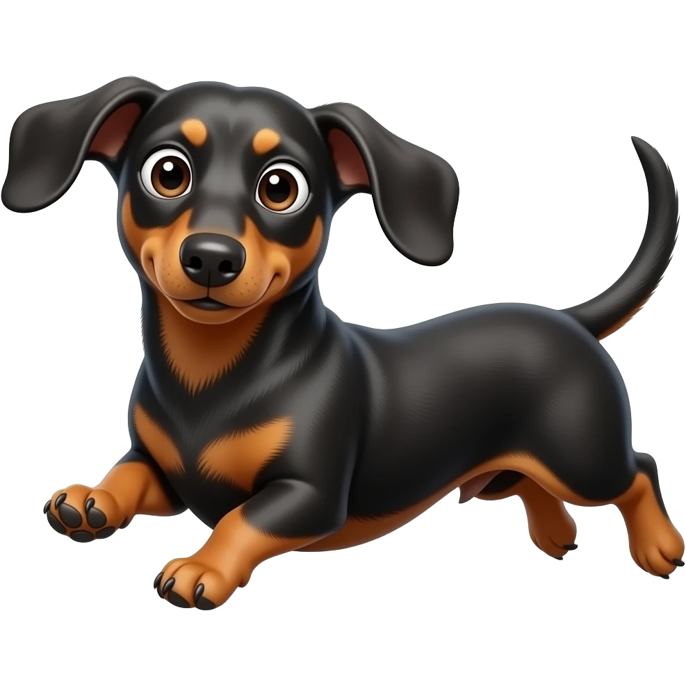 whimsical running dachshund wide eyes full body emoji