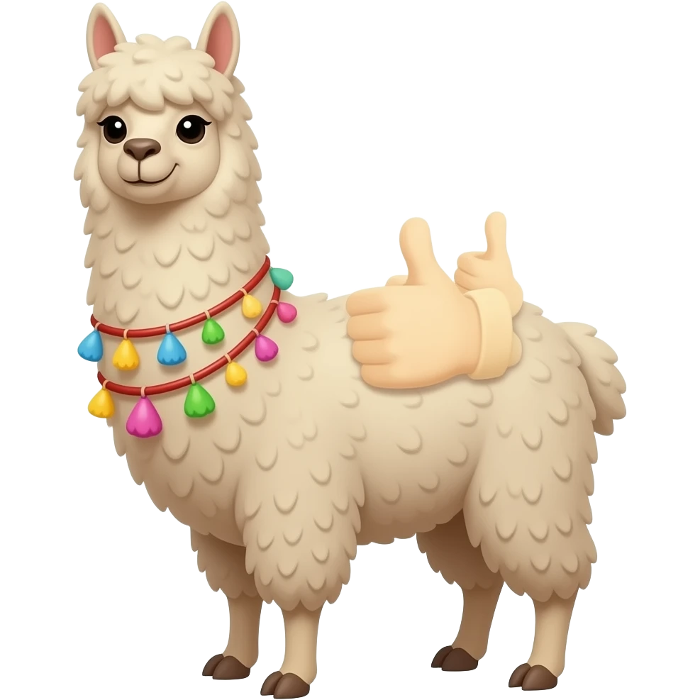 "llama"  approval w/ literally tufts of  thumbs up for fur emoji