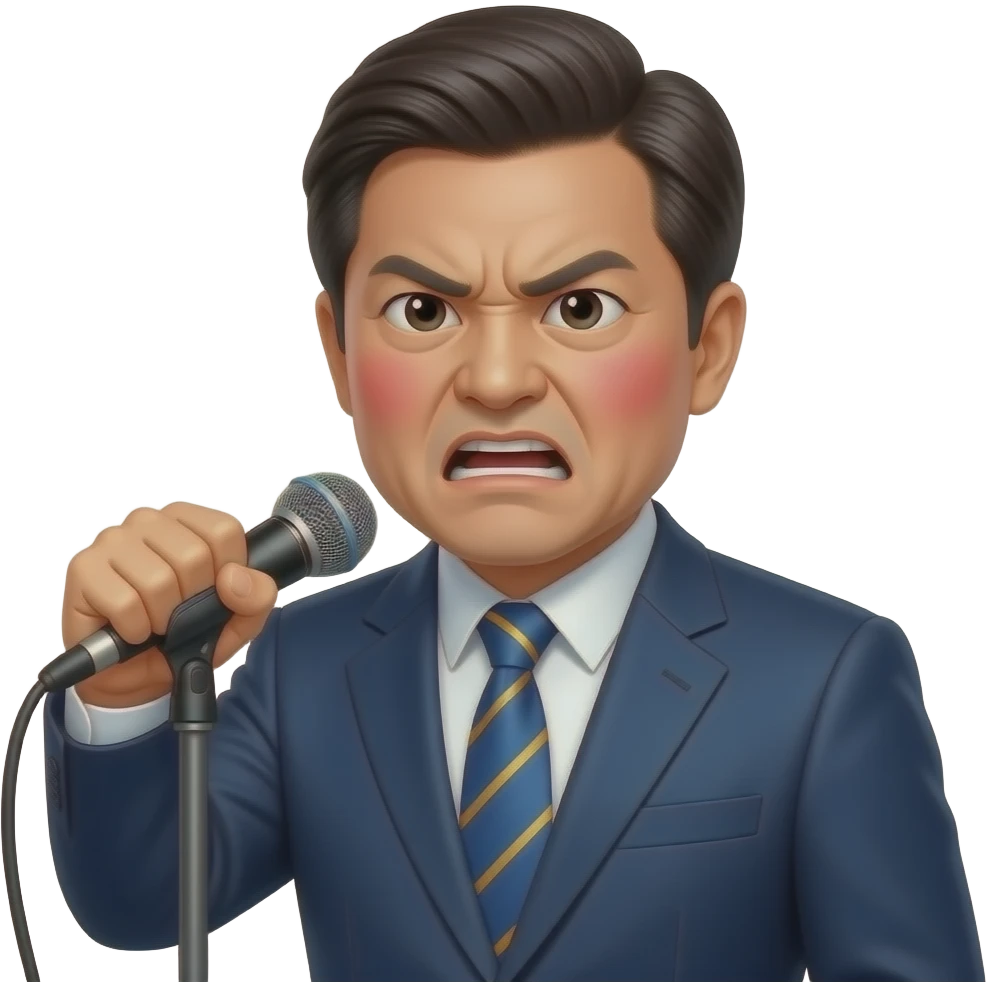 The South Korean president stands at a microphone stand, his right hand ...