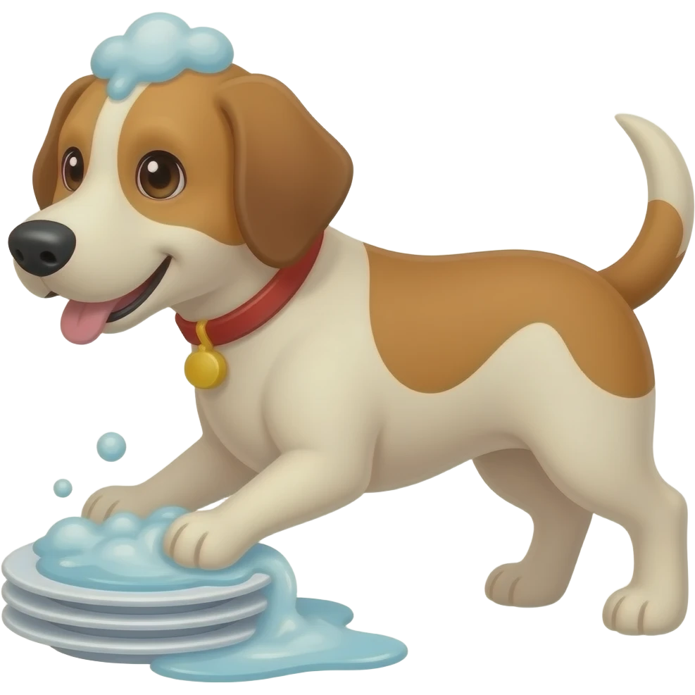 dog washing dishes emoji