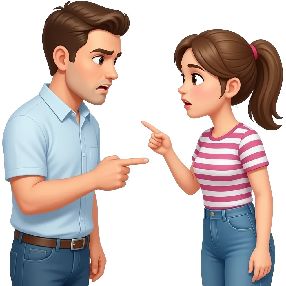 Два человека ругаются парень и девушка кичат друг на друга emoji