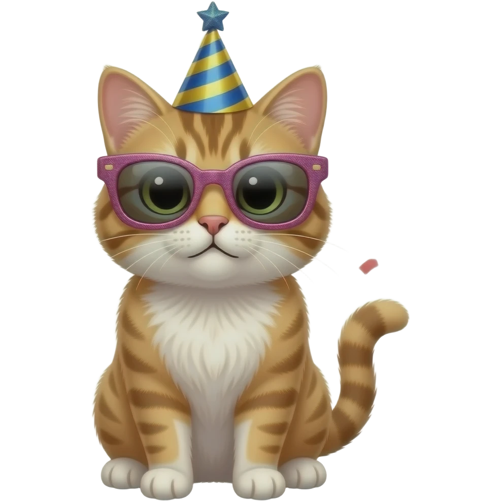 So i want a cat wearing glitter party sunglasses with confetti in the backround emoji