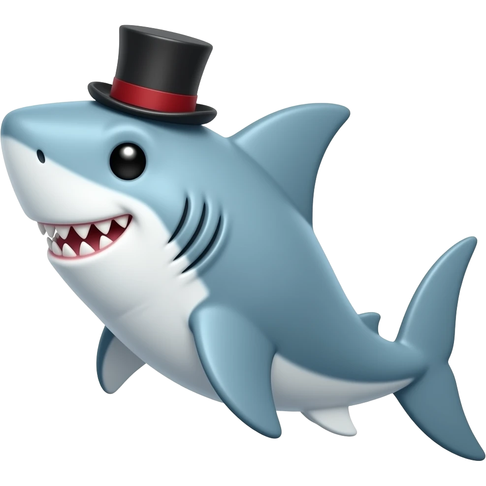 Shark with a top hat emoji