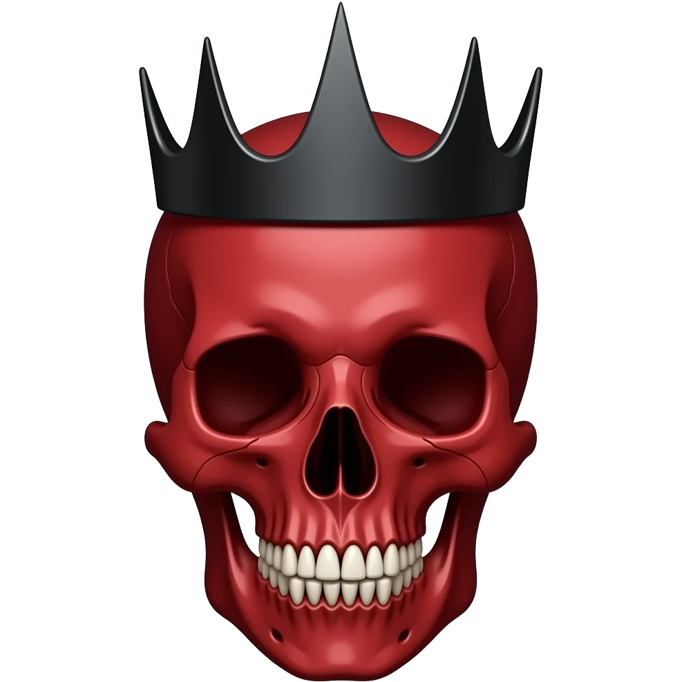 red skull with a black demonic crown no teeth emoji
