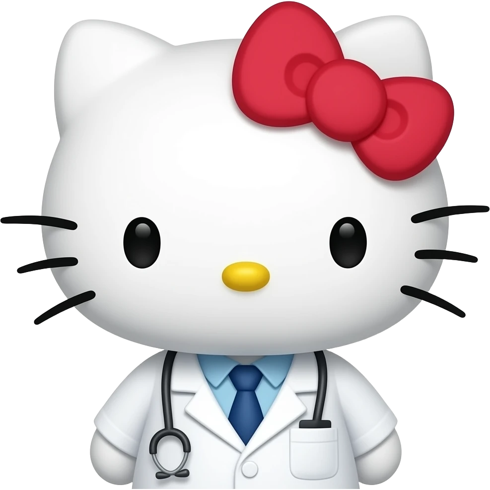 Hello kitty wearing a lab coat emoji