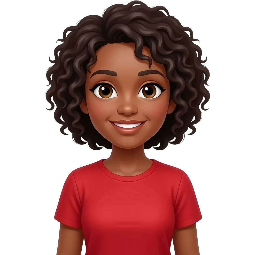 black woman with red shirt. full body emoji