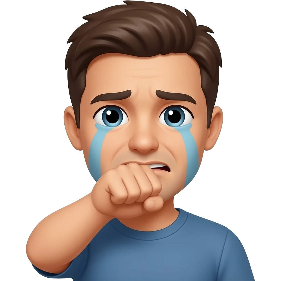 Crying Emoji with Fist over Mouth emoji